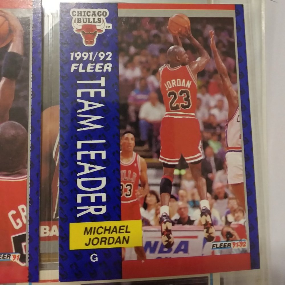90s Michael Jordan fleer card team leader basketball trading cards